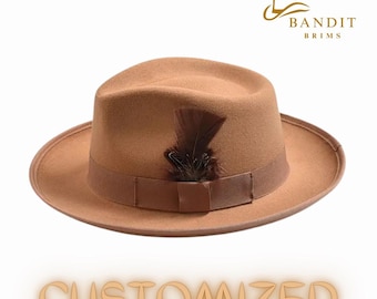 Vintage Style Filz Fedora Hut mit Federn-Classic Retro Style