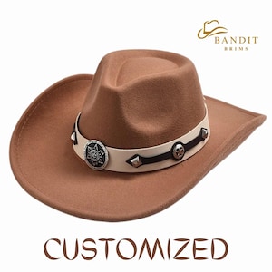 Vintage Style Western Cowboy Hat Rolled Brim Felt Fedora for Men & Women