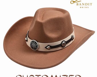 Vintage Style Western Cowboy Hat Rolled Brim Felt Fedora for Men & Women