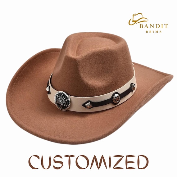 Vintage Style Western Cowboy Hat Rolled Brim Felt Fedora for  display picture 3