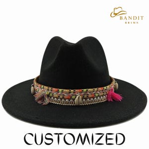 Unisex Gradient Black Jazz Fedora Reversible Winter Fashion Hat