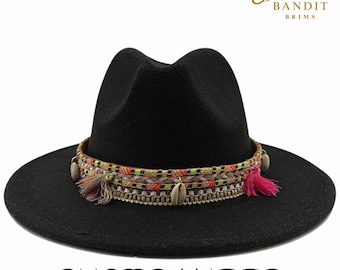 Unisex Farbverlauf Schwarz Jazz Fedora Reversible Winter Mode Hut