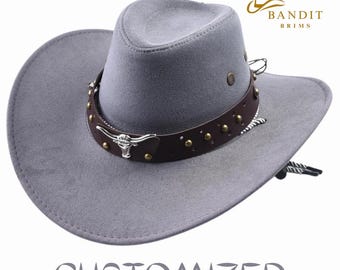 Sombrero de vaquero de gamuza sintética unisex estilo vaquera occidental rodeo