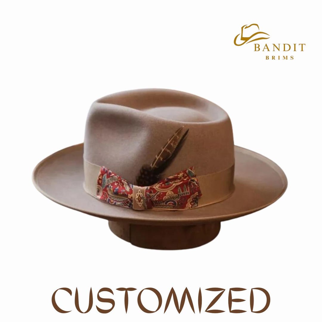 Unisex Wool Felt Fedora Hat Vintage Jazz Style Wide Brim - Etsy display picture 3