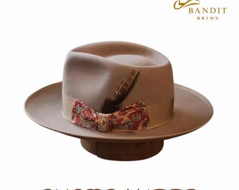 Sombrero fedora unisex de fieltro de lana, estilo jazz vintage, ala ancha