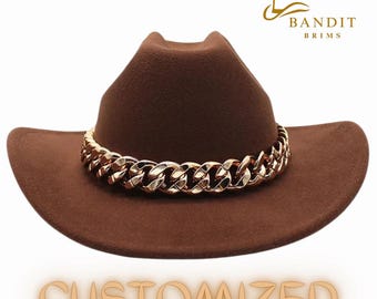 Unisex Felt Western Cowboy Hat - Classic Tejana Style Fedora for Adults HADM Felt Western Cowboy Hat for Men Women Faux Classic  main image 4