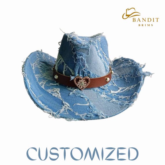 Unisex Blue Distressed Cowboy Western Hat vintage blue distressed cowboy hat turquoise banding - Temu  main image 2