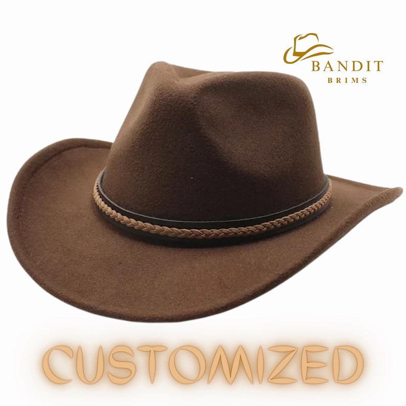 Stylish Western Roll-up Brim Cowboy Hat With Leather Detail - Etsy