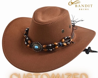 Vintage Style Wide Brim Western Cowboy Hat for Men & Women – Classic Old West Style