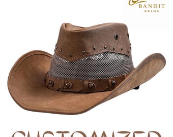 Klassieke herenwestern-cowboyhoed voor leren, brede rand