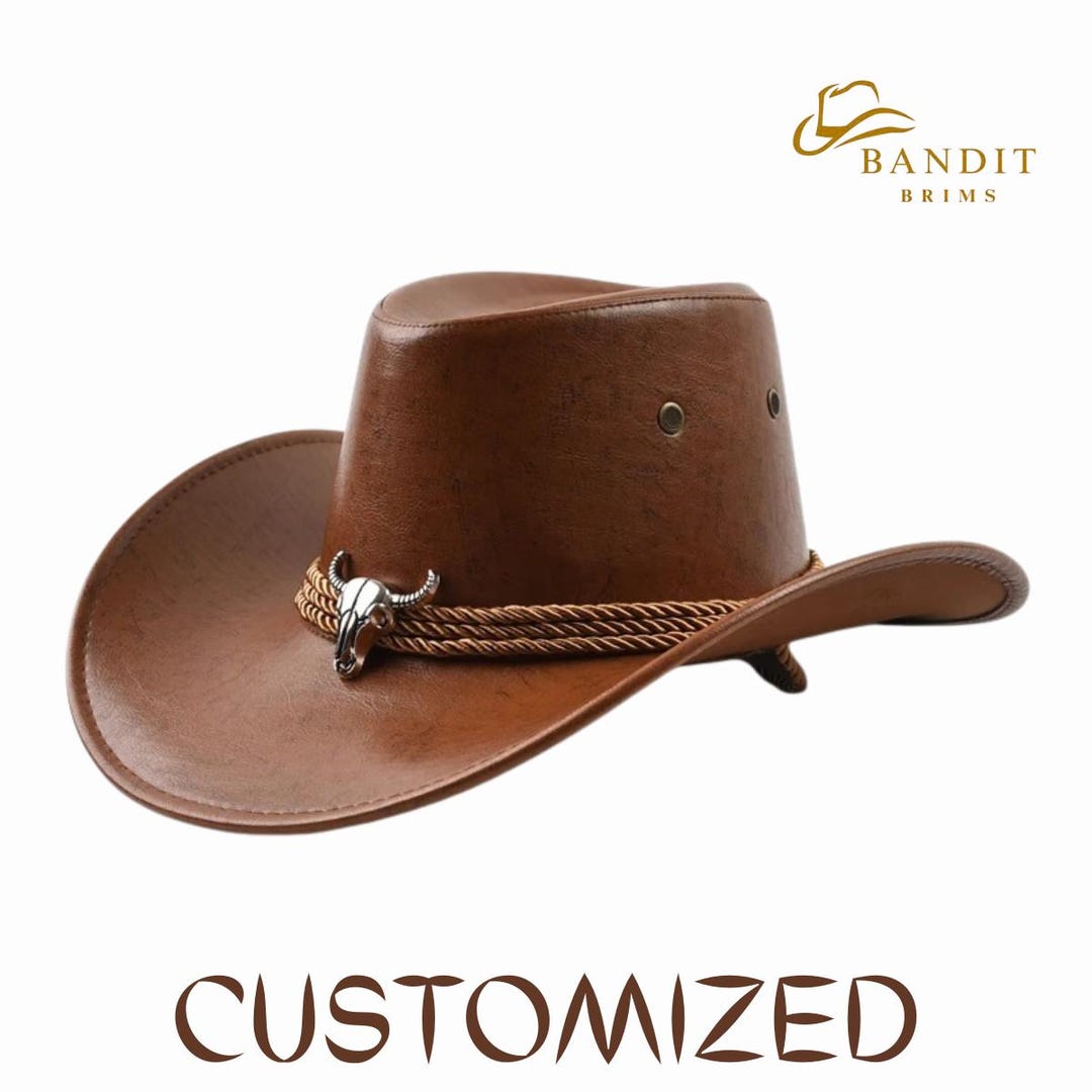 Vintage Style Faux Leather Western Cowboy Hat for Men Classic