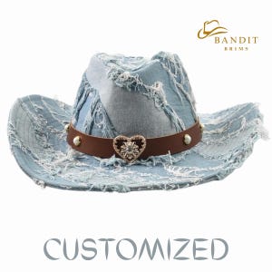 Sombrero de vaquero occidental unisex, de mezclilla lavada, para mujer y hombre