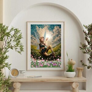 Magical Fairy Printable Wall Art | Whimsical A2 PNG Fantasy Artwork | Digital Download for Kids Room, Nursery, or Fairycore Decor