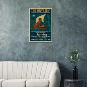 Odysseus Vintage Art Deco Poster – Mythisches theatralisches Klassenzimmer Kunstdruck