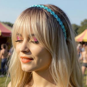 Blue Rhinestone Twist Thin Headband