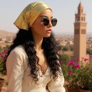 Metallic Gold Stretch Bandana Scarf: Festival Headband, Neck Scarf