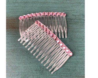 Light Pink Rhinestone Hair Comb Set