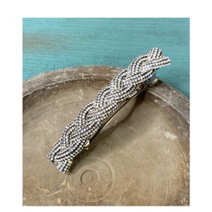 Rhinestone Braid Barrette: Silver French Clip, Sparkle Hair Accessory