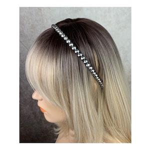 Round Silver Stud Thin Metal Headband