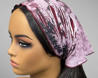 Pañuelo bandana desgastado rosa y burdeos