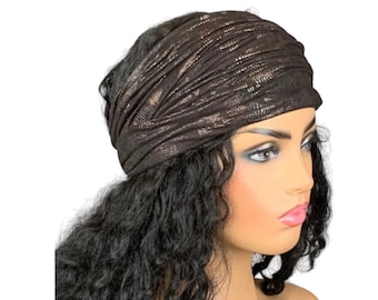 Brown Faux Suede Wide Headband Scarf