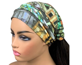 Graffiti Print Wide Scrunch Headband