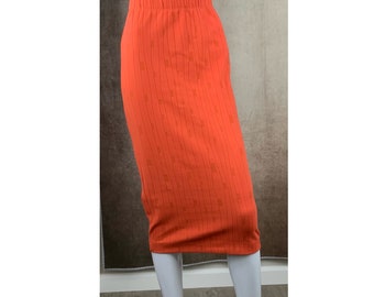 Textured Orange Pencil Skirt