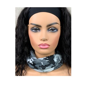 Lightweight Black and White Camouflage Wide Scrunch Headband image 3