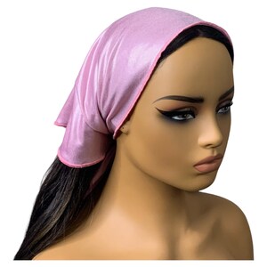 Light Pink Metallic Stretch Bandana Headband Neck Scarf
