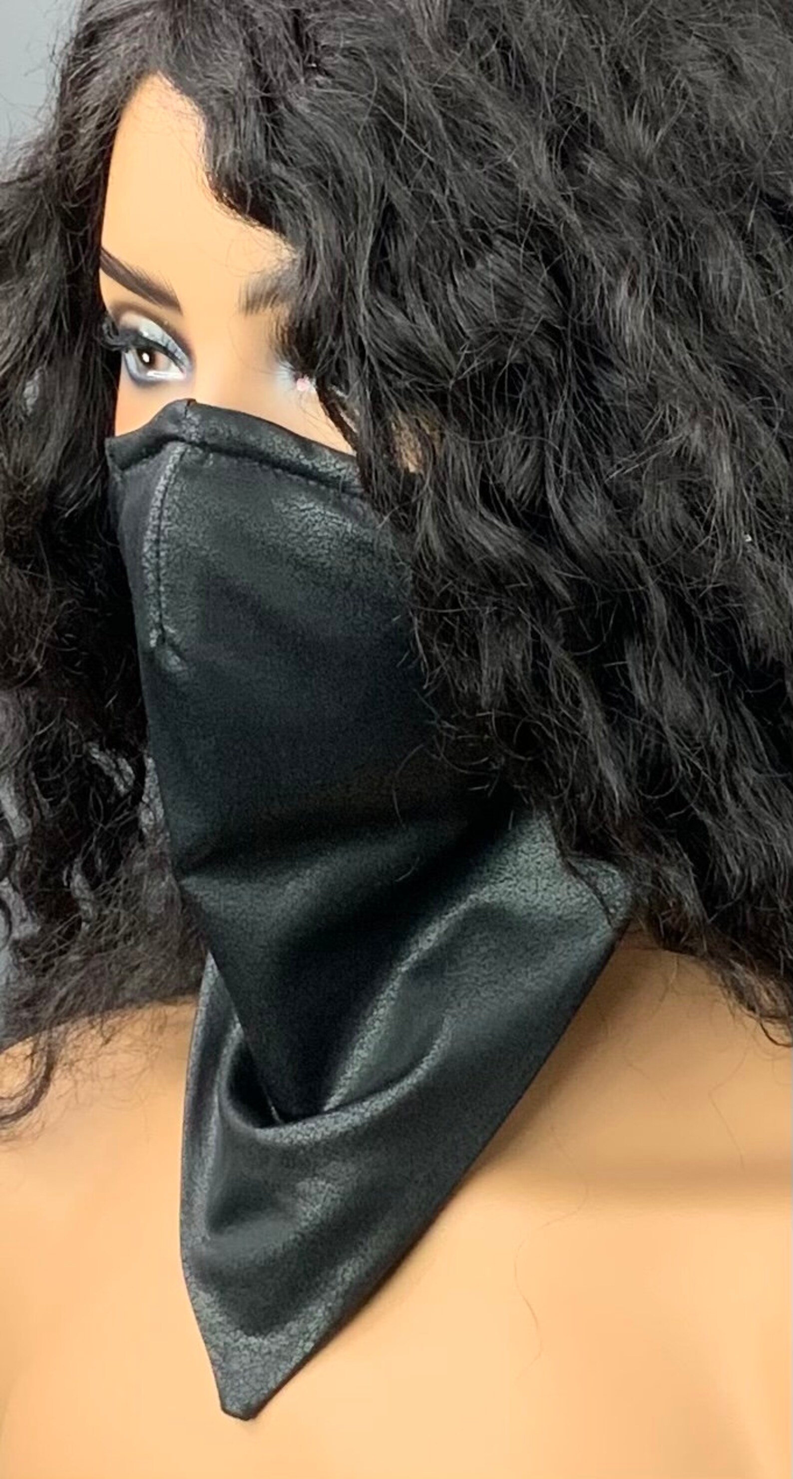 Unisex Black Bandana Face Mask Etsy