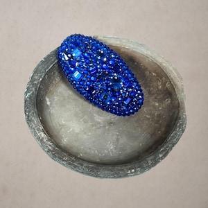 Royal Blue Rhinestone Oval Hair Barrette