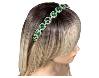 Light Green and Clear Crystal Rhinestone Headband