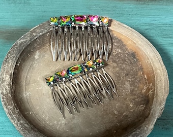 Hårkamset med strass för kvinnor, skimrande grova kristaller, handgjorda accessoarer med statementdetaljer