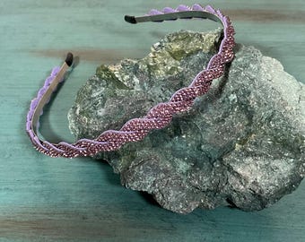 Light Purple Rhinestone Twist Headband: Elegant Silver Metal Hair Accessory