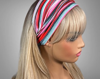 Wide Headband Multicolor Stripe Half Bandeau Hair Accessory