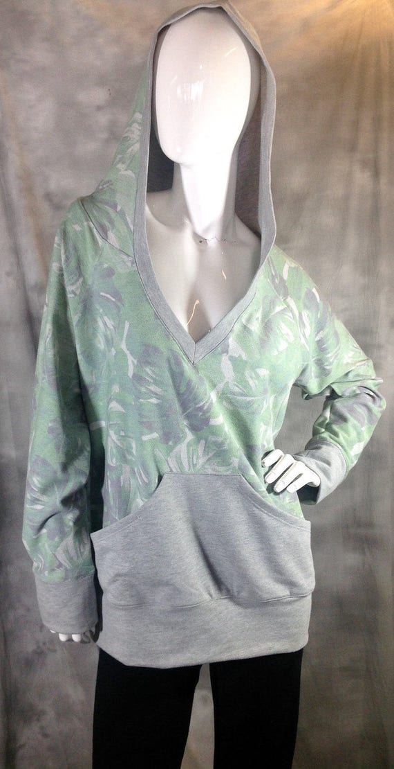 Moss green and grey pullover hoodie sweatshirt | Etsy