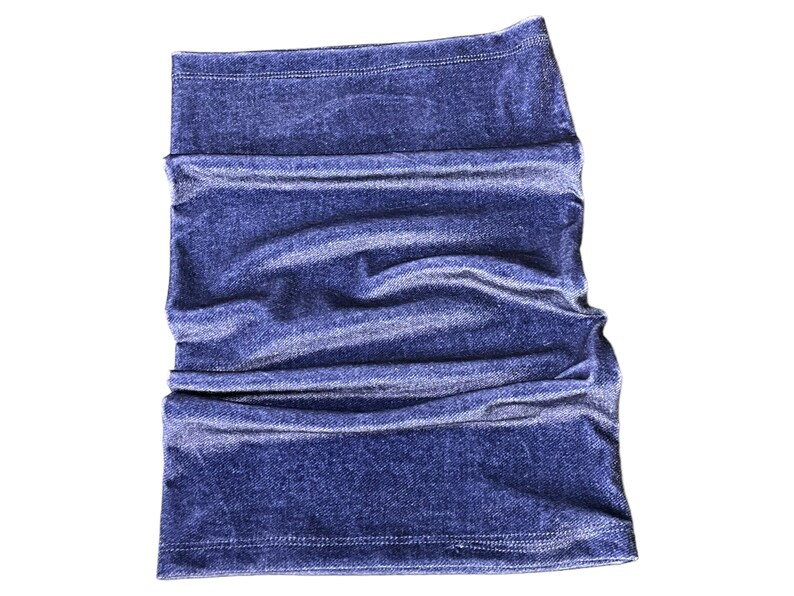 Blue Denim Print Velvet Wide Scrunch Headband image 6