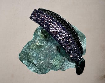 Handmade Rhinestone Banana Clip: Purple & Pink Sparkle