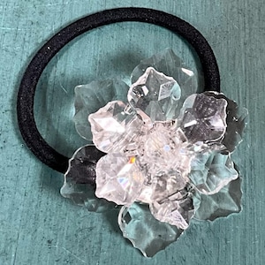 Clear Flower Crystal  Ponytail Holder