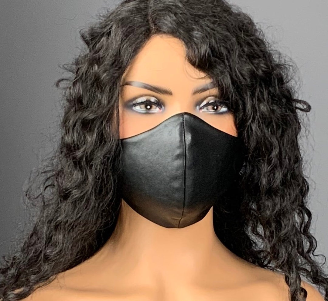 Unisex Black Faux Leather Face Mask - Etsy