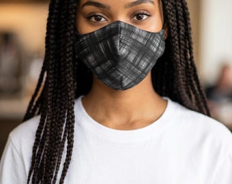 Mascarilla facial a cuadros grises y negros