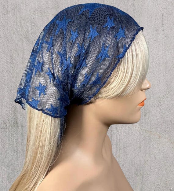 Buy Blue Sheer Star Mesh Stretch Bandana Scarf Online in India