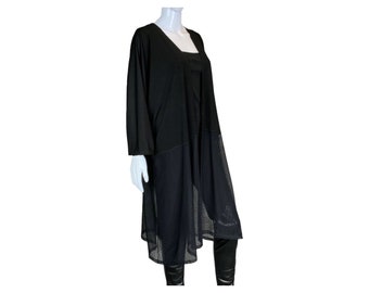 Kimono elasticizzato nero con pois trasparenti