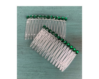 Set pettine per capelli con strass verde smeraldo