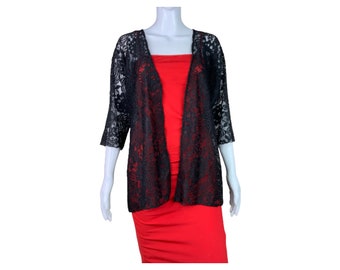 Haut cardigan en dentelle florale noir