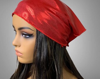 Red Metallic Stretch Bandana Scarf