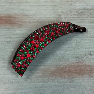 Red and Green Rhinestone Banana Clip