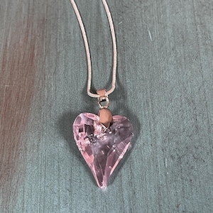 Light Pink Crystal Heart Pendant Necklace