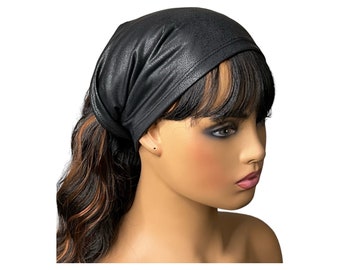 Lightweight Black Faux Wide Stretch Headband, Half Bandeau