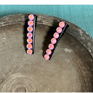 Pink Iridescent Rhinestone Mini Alligator Clip Set